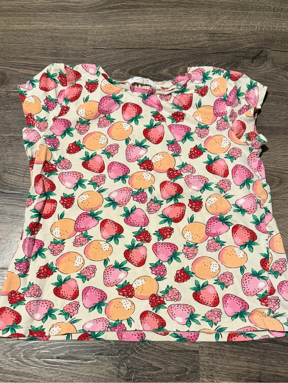 Girls' Fruit Print Top & Red Shorts Matching Set - Kids